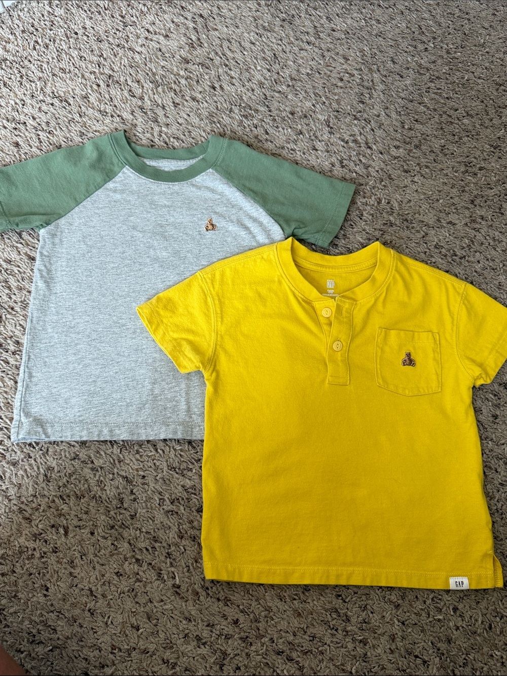 GAP Kids Short Sleeve Henley & Raglan Tees - Yellow and Green